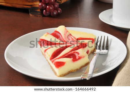 Gourmet strawberry cheesecake slices with a cup of coffee