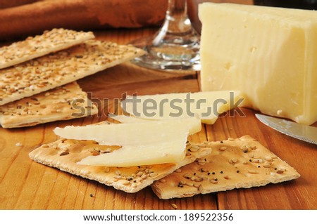 Vermont sharp white cheddar cheese with flatbread crackers