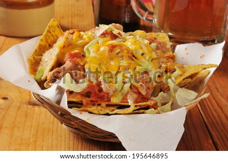 Bean and cheese nachos on black bean corn chips