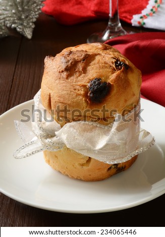 Individual serving size panettone, a sweet bread Christmas tradition