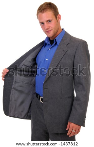 man opening jacket