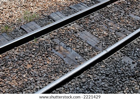 Close up of narrow gauge railroad tracks