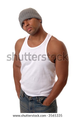 what is wife beater shirt. in a cap and a wife beater