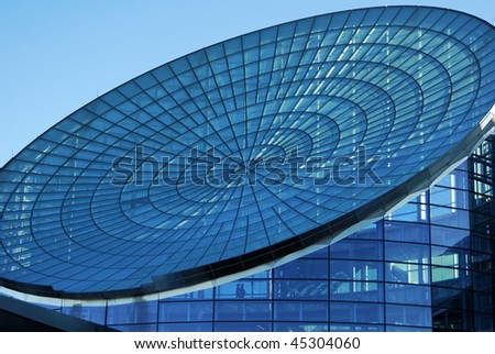 futuristic glass building