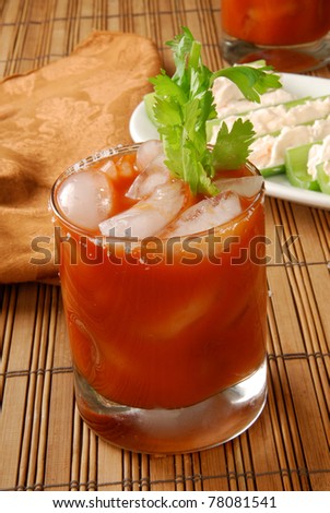 A glass of tomato juice, vegetable juice or a Bloody Mary Cocktail
