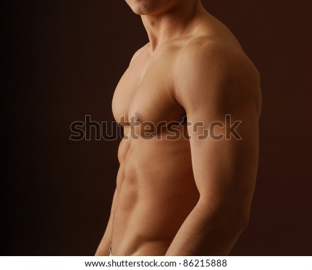 stock photo Close up of a sexy nude male torso