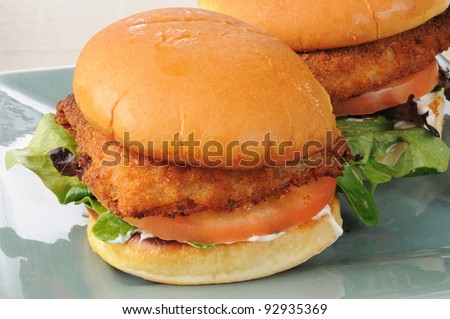 A breaded fish sandwich on a bun