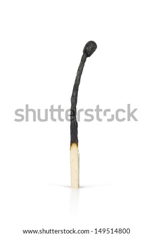Close-up of a burnt match isolated on a white background