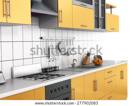 Modern kitchen on the white background.
