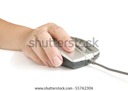 computer mouse in the hand isolated in white