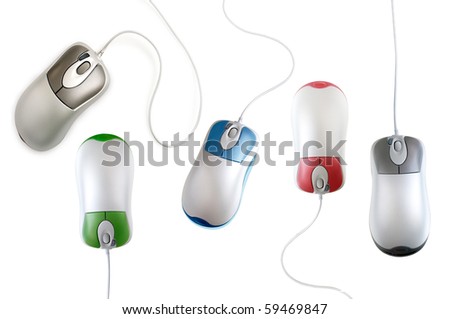 computer mouse collection isolated on white