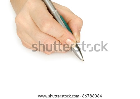 pen in hand isolated on white