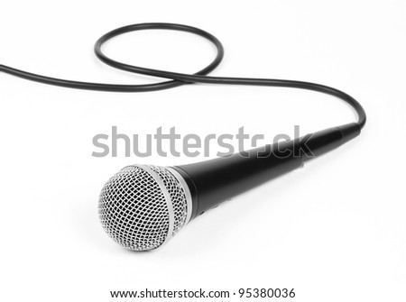 Dynamic microphone with cable on a white background