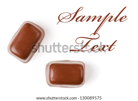 Chocolate Sweets on a white background.  Sample Text.