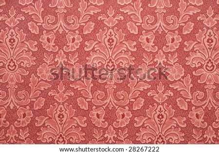 Retro Wallpaper on Old Floral Vintage Wallpaper Background  Red Color  Stock Photo