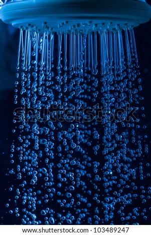 Shower Head with Droplet Water, Dark background