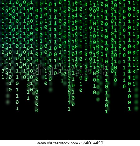 Abstract Green Binary Code on black background