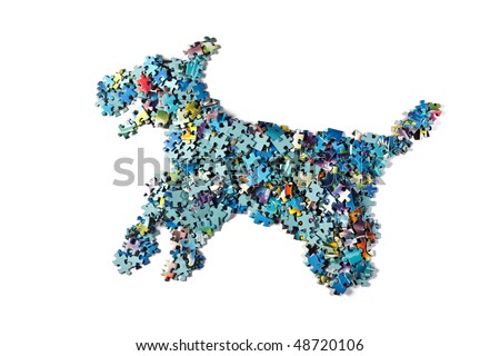dog made from the puzzle , isolated