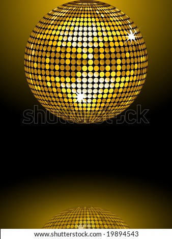 Disco Ball Wallpaper. stock vector : Gold disco ball