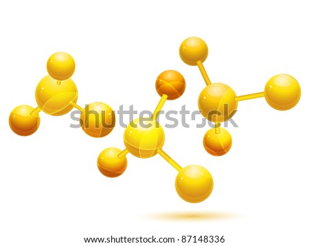 Orange 3d Molecules On A Yellow Background Stock Vector Illustration 