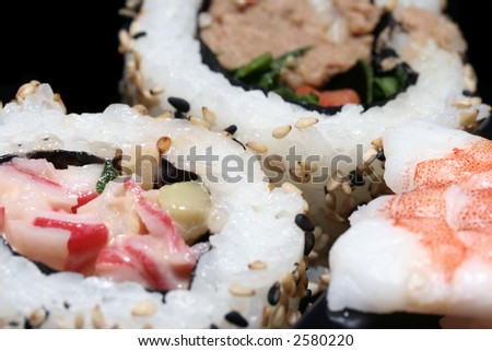 Macro of Sushi - Shallow Depth of field, black background