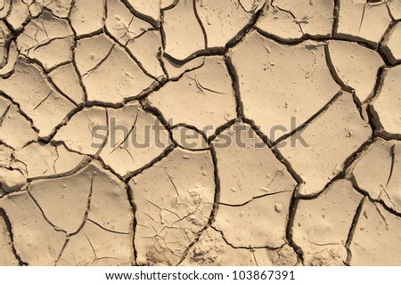 Cracked ground in the summer. Dry ground without water.