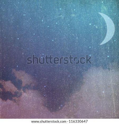 Grunge/vintage night background with moon and clouds