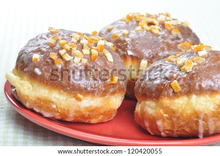 Closeup of  polish donuts. This is typical polish food during \