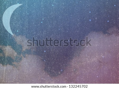 Grunge/vintage night background with moon and clouds