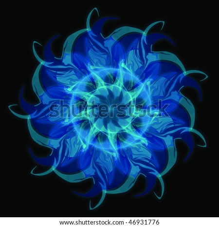 Blue Flowers on Blue Flower On A Dark Background In Avatar Style Stock Photo 46931776