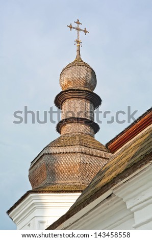 Wooden dome of Refectory church of St. Michael Monastery known as the Golden-Domed in Kiev, Ukraine