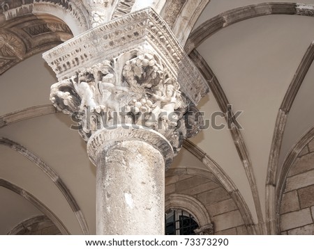 Pillar top of old building at Dubrovnik, Croatia