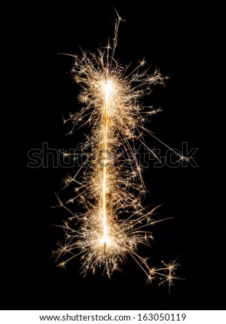 Digit one made of sparklers