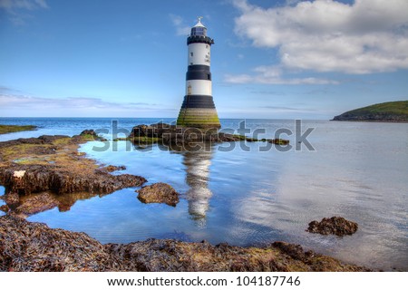 Penmon Point at the end of the Menai Straits with a lighthouse