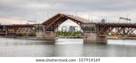 Bridges opening Portland city the capital of Oregon State USA America