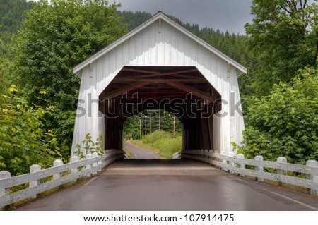 A wooden Covered Bridge in the heart of Oregon USA America