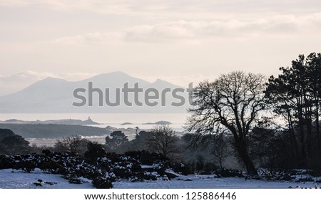 Views around Malltreath Pools and Snowdonia National Park in winter