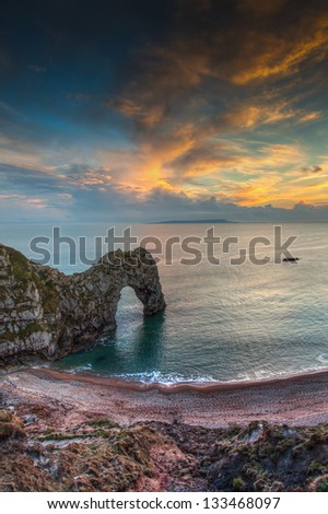 Durdle Dor a rock arch off the Jurassic Coast Dorset England