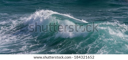 Waves off the North coast of Curacao Caribbean Ocean
