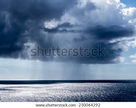 Stormy weather over the ocean  on Curacao a tropical island in the Caribbean