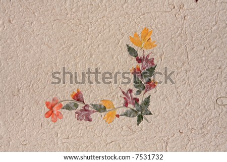 Handmade paper with real flower petals as decoration in Ambalavae Madagascar
