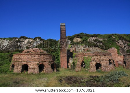 An old ruined brick work factory near Bull Bay Isle of Anglesey