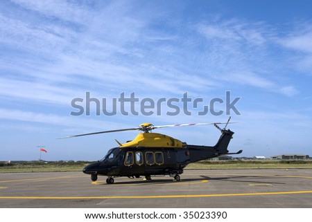 The new 139 helicopter at a air station in the UK