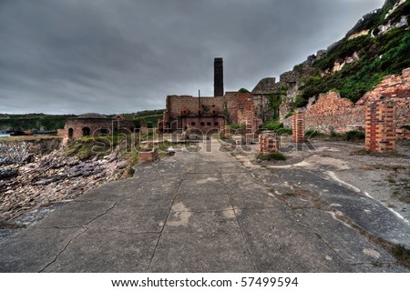 Porth Wen old ruined brickworks a set of derelict buildings near Bull Bay Isle of Anglesey