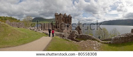 Urquhart Castle on the shores of Loch Ness in the Scottish Highlands UK