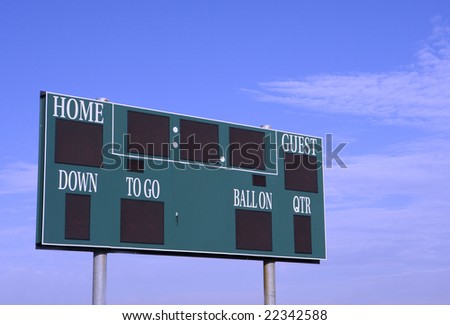 Green score board with background blue sky
