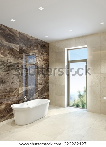 3d interior of luxurious water closet in dark marble tiles