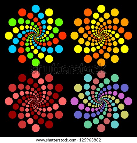 Set of colored circles on a black background. EPS version is available as ID 111739208.