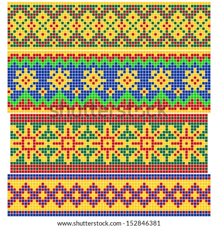 Set of Old Russian patterns. Four borders on a white background. EPS version is available as ID 139768990.