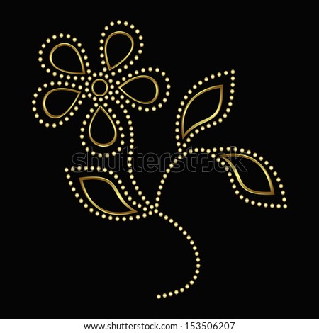 Decorative flower on a black background. Isolated object. EPS version is available as ID 141219742.